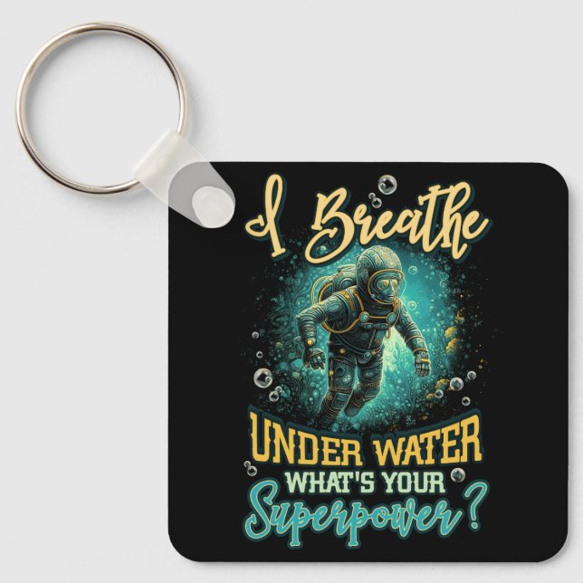 Llavero Buceo Scuba Respira Bajo El Agua Del Océano Acuáti (Anverso)