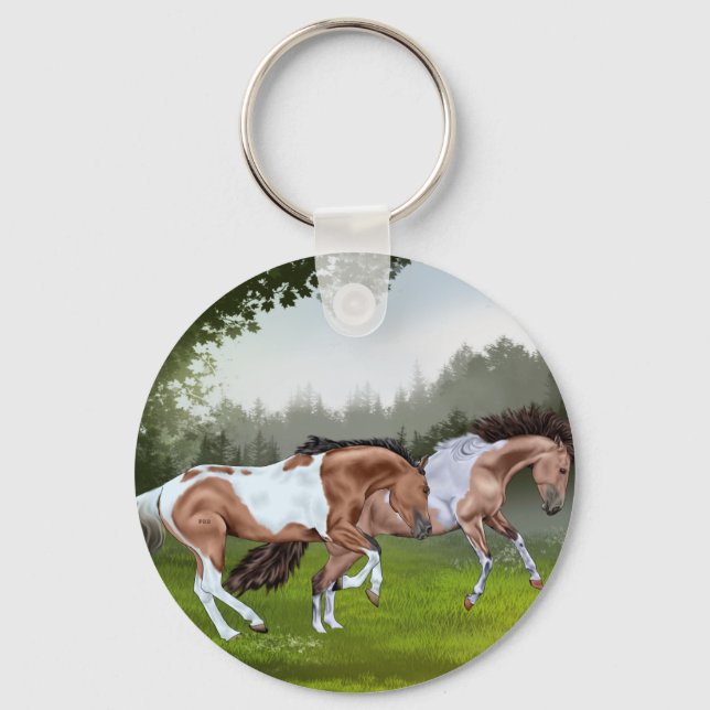 Llavero Buckskin Tobiano Paint Horses (Anverso)