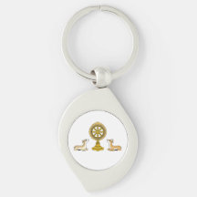 Buda Dharma Wheel & Deers Keychain Metalizado
