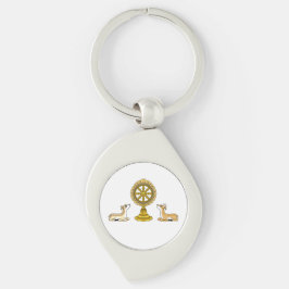 Llavero Buda Dharma Wheel & Deers Keychain Metalizado