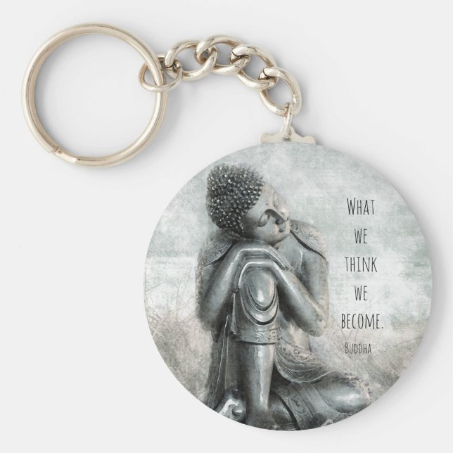 Llavero Buddha de plata pacífica con cotización (Frente)