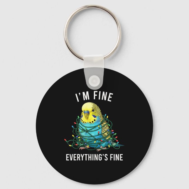 Llavero Budgie Bird Christmas I'm Fine Everything Is Fine  (Anverso)