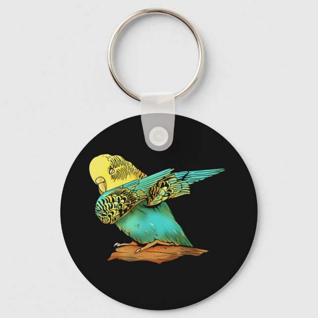 Llavero Budgie Budgerigar Dabbing (Anverso)