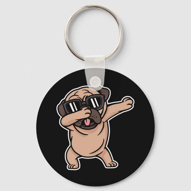 Llavero Buen Mood Pug con gafas de sol (Anverso)