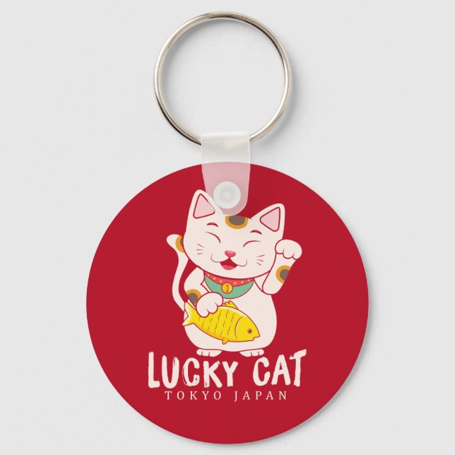 Llavero Buena suerte encanto gato afortunado Maneki Neko (Anverso)