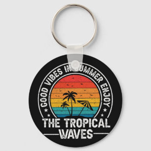 Llavero Buenas Vibraciones Verano Olas Tropicales
