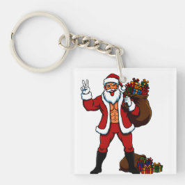Llavero Buff Santa Peace Sign! Ripped Abs & Funny Christma