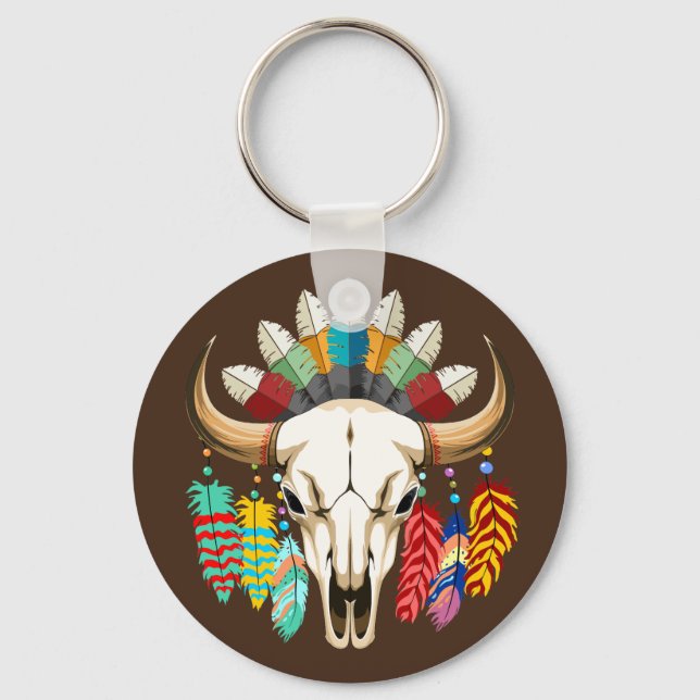 Llavero Buffalo Skull Native American Emblem (Anverso)