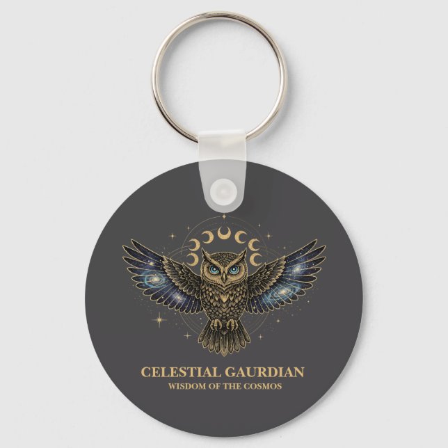 Llavero Búho Celestial Guardián Cósmico (Anverso)