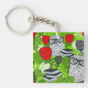 Llavero Búho en rosas rojas