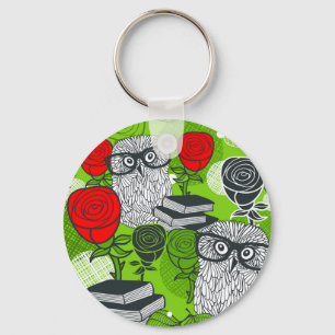 Llavero Búho en rosas rojas