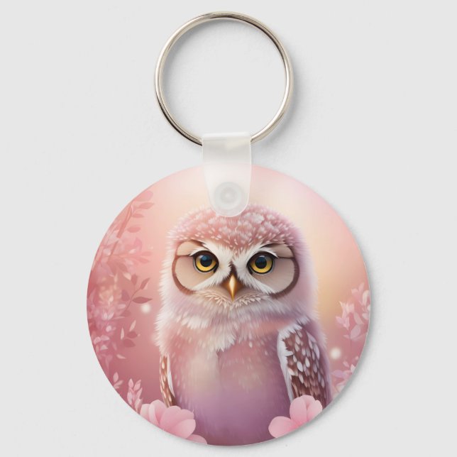 Llavero Búho rosado adorable (Anverso)