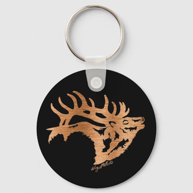 Llavero Bull Elk Silhouette (Anverso)