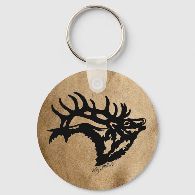 Llavero Bull Elk Silhouette (Anverso)