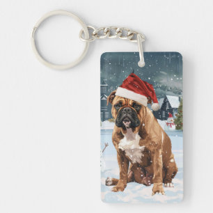 Llavero Bull Mastiff Dog Winter Wonderland Navidades Joy