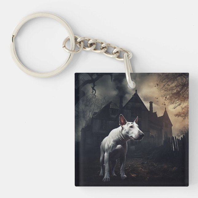 Llavero Bull Terrier Halloween Aterrador (Frente)