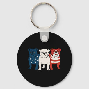 Llavero Bulldog 4 de julio Perro Lover Hombres mujeres Ban