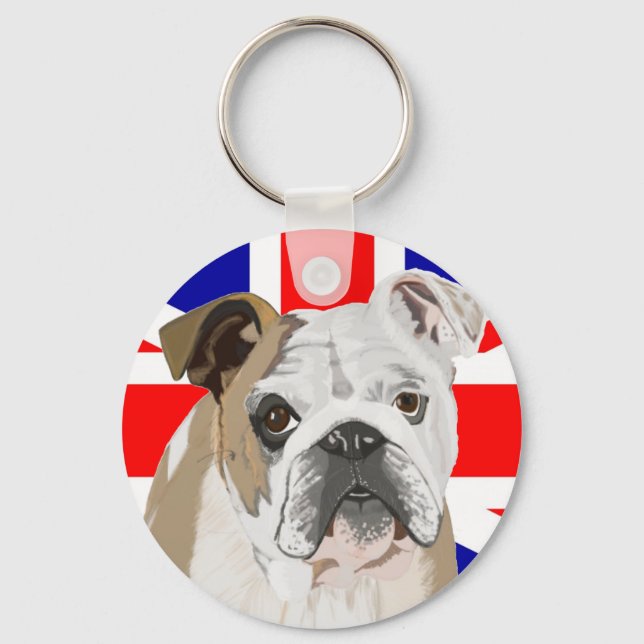 Llavero Bulldog británico con Union Jack (Anverso)
