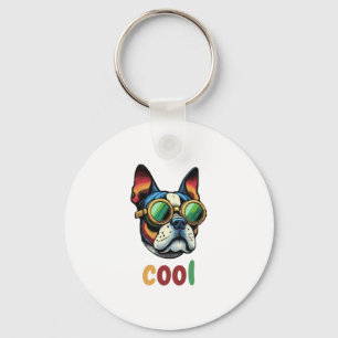 Llavero Bulldog de Arte Pop con gafas