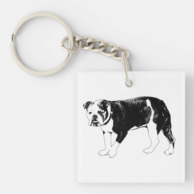 Llavero Bulldog de firma, impresión duradera (Frente)