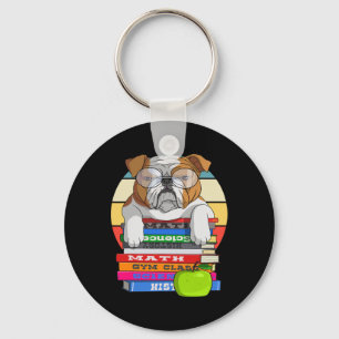 Llavero Bulldog De Vuelta Al Libro Escolar Gusano