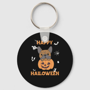 Llavero Bulldog En Calabaza Perros Cute Feliz Halloween