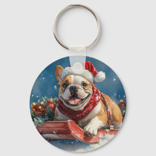 Llavero Bulldog en Sledge Let it Snow Navidades