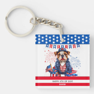 Llavero Bulldog Feliz 4 De Julio Día De La Independencia D