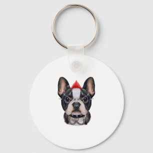 Llavero Bulldog Francés Al Estilo Rock punk Para El Perro