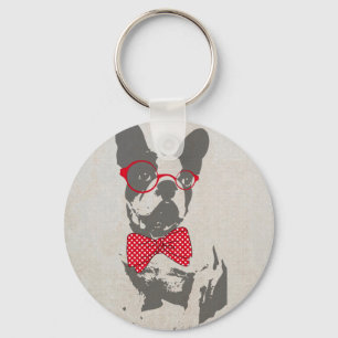 Llavero Bulldog francés animal del vintage de moda