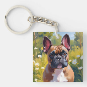 Llavero Bulldog Francés Arte de Perro de Pintura de Masc