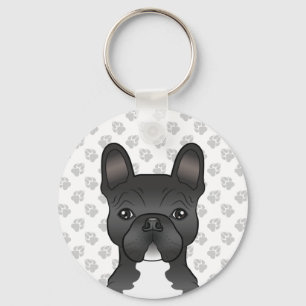 Llavero Bulldog francés blanco y negro adorable perro de c