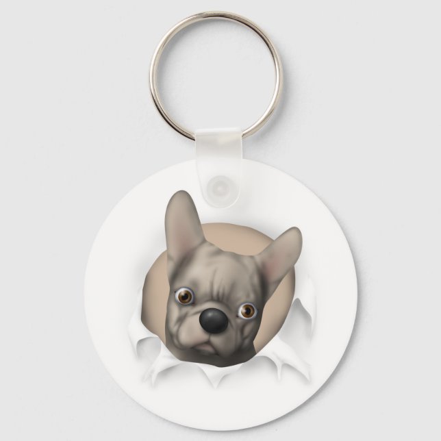 Llavero Bulldog francés (Buff) en quiebra (Anverso)