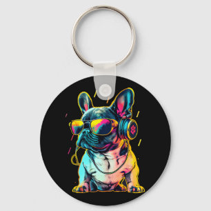 Llavero Bulldog francés con auriculares y Sungl