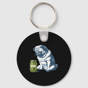 Llavero Bulldog francés con frasco de pepino meme divertid