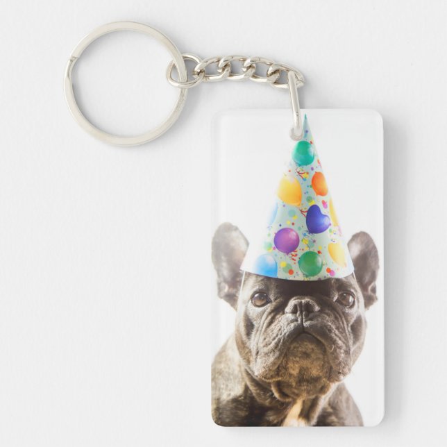 Llavero Bulldog francés con Gorra Fiesta (Frente)