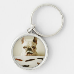 Llavero Bulldog francés con un bigote