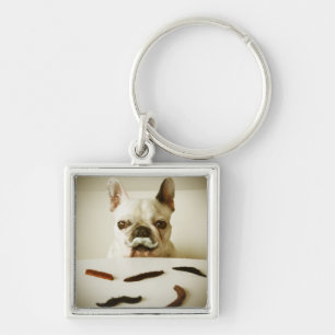 Llavero Bulldog francés con un bigote