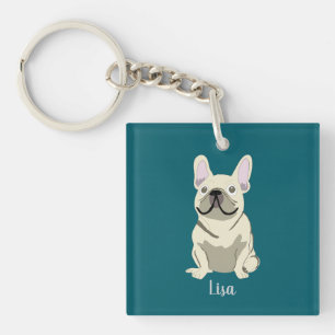 Llavero Bulldog Francés Crema, Amo a mi Perro