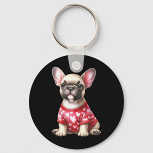 Llavero Bulldog Francés Día de San Valentín Corazón Rojo A