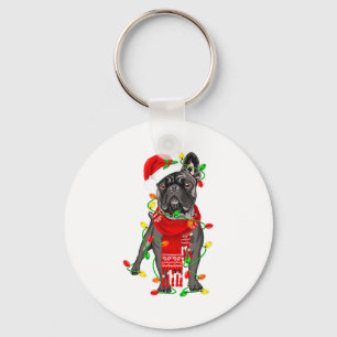 Llavero Bulldog Francés Divertido Luces de Navidad del Árb
