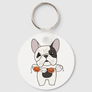 Llavero Bulldog francés Feliz Halloween Perro Costume Keyc
