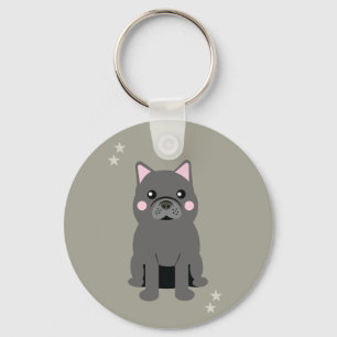 Llavero Bulldog Francés Gris Mejillas Lindas