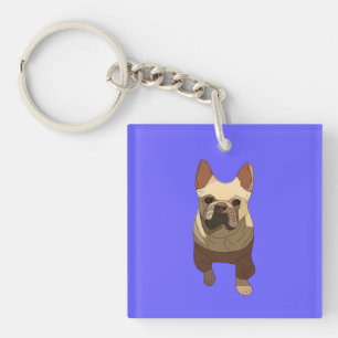 Llavero Bulldog Francés, Lila Púrpura