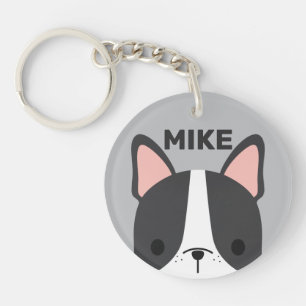 Llavero Bulldog francés lindo con nombre personalizado