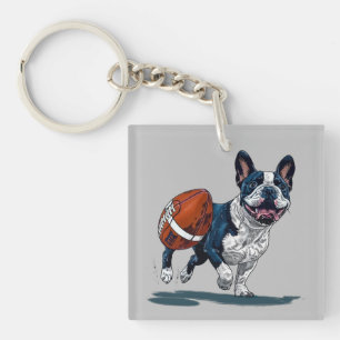 Llavero Bulldog francés lindo jugando al fútbol