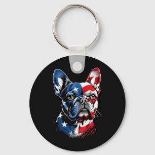Llavero Bulldog Francés Lindo Perro Divertido Usa Bandera 