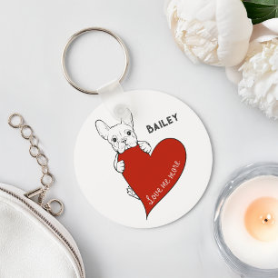 Llavero Bulldog Francés Lindo Personalizado con un Corazón