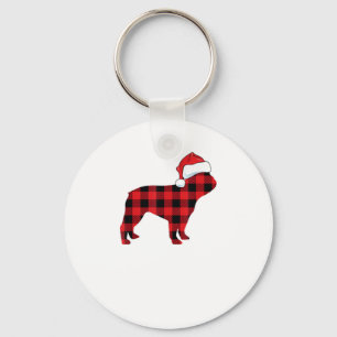 Llavero Bulldog francés lindo Santa Hat Navidades Red Plai