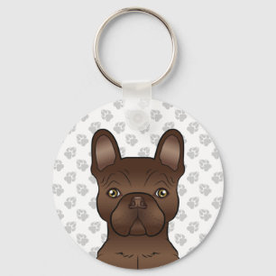 Llavero Bulldog Francés Marrón Chocolate Perro De Dibujos 